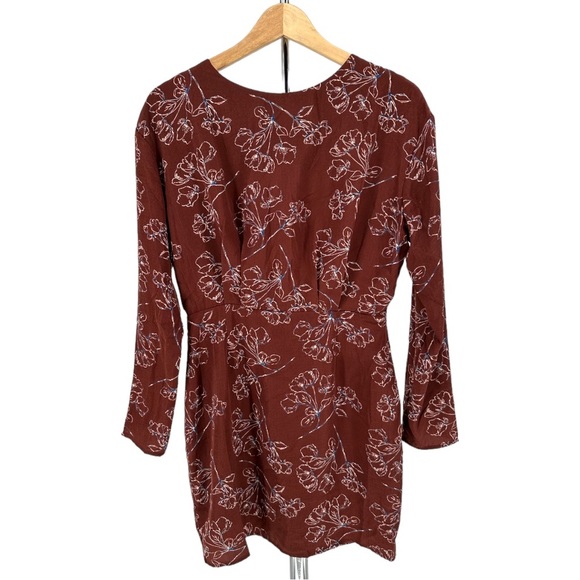 Dress Forum Brown Floral Print Back Slit Mini Dress size Medium NWT - Picture 3 of 13
